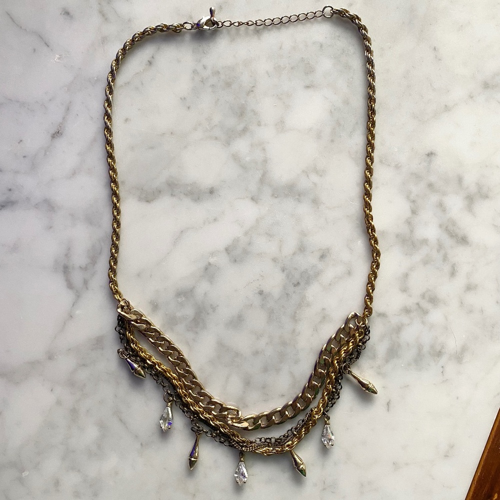 Layered Vintage Chain Collar Necklace with adjustable length